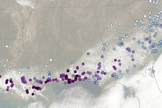 Map image for Historic January 2025 snowstorm in the Southern U.S.