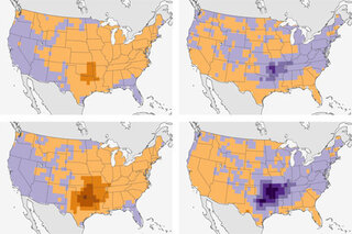 Map image for El Niño and La Niña affect spring tornadoes and hailstorms