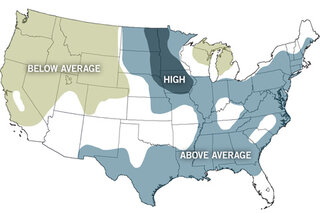 Map image for Above-average flood risk is forecast for one-third of U.S.