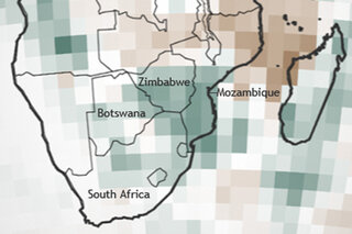 Map image for Heaviest rain in decades in Zimbabwe 