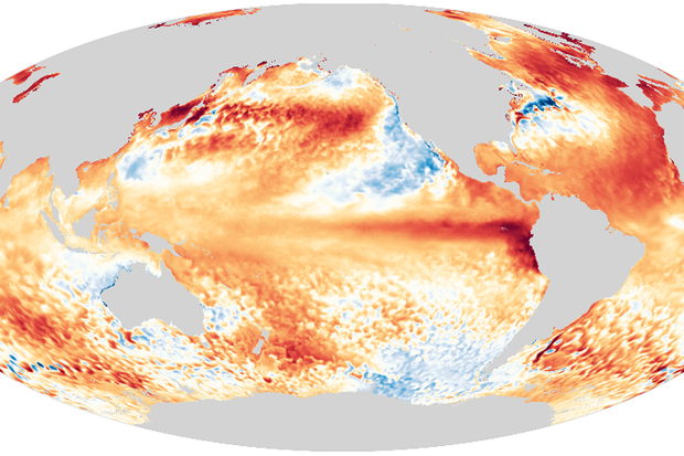 Map showing global ocean temperature