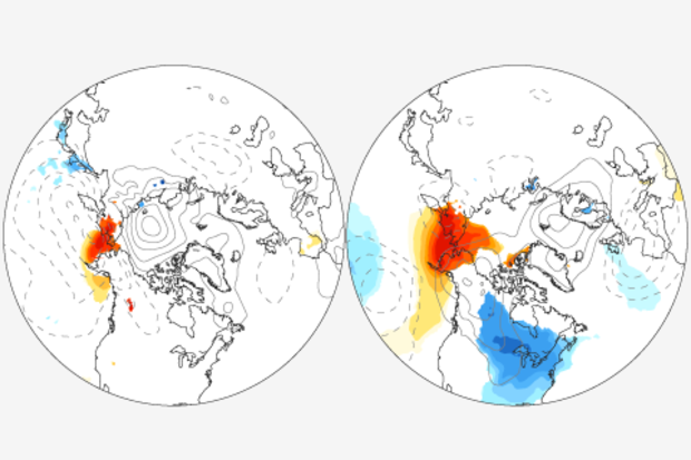 Surface temperature and sea level pressure anomalies