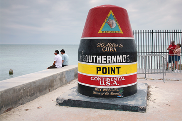 Marker at the Southernmost point of Key West, Florida