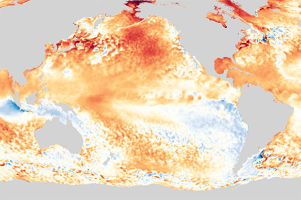 Sea surface temperature anomaly map