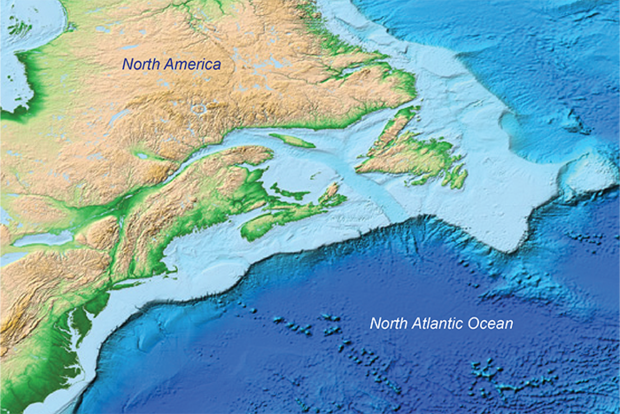 Map of Northwest Atlantic Ocean