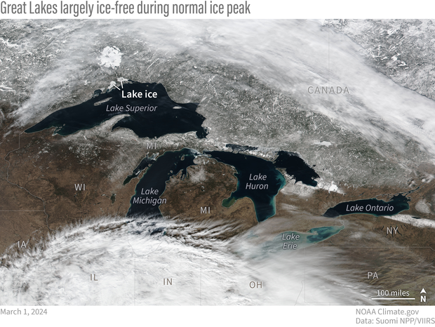Satellite Great Lakes March 1, 2024