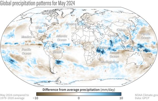 May 2024 global precipitation map UMD