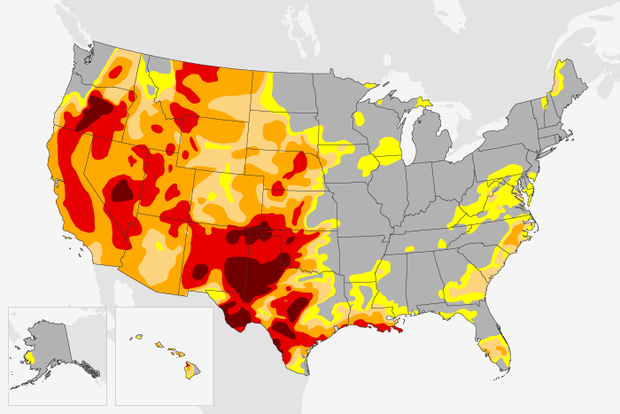 Map of U.S. drought conditions as of May 3