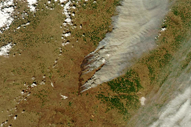 A prairie fire burns on the Southern Plains on March 23, 2016.