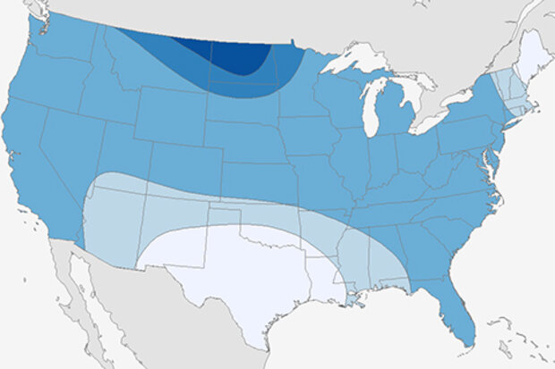 The 2013-2014 winter outlook only showing the chances for a below-average temperature winter