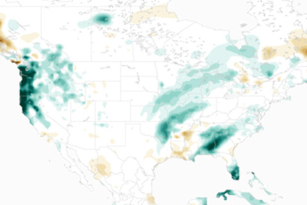 Image of wind and precipitation patterns from December 2015 to January 2016.