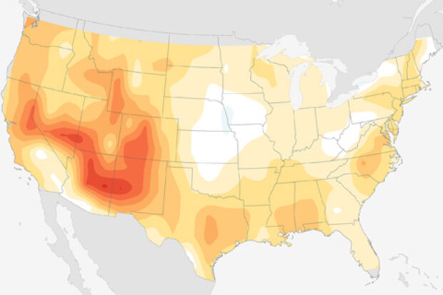 Map showing skill scores for seasonal outlooks that exclude areas forecasted as equal chances